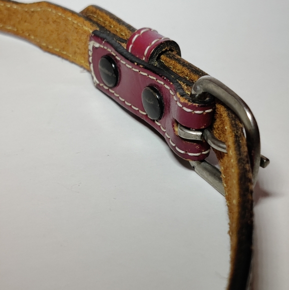 Circle Y Purple Western Conch Skinny Leather belt Size 32 - Picture 7 of 9